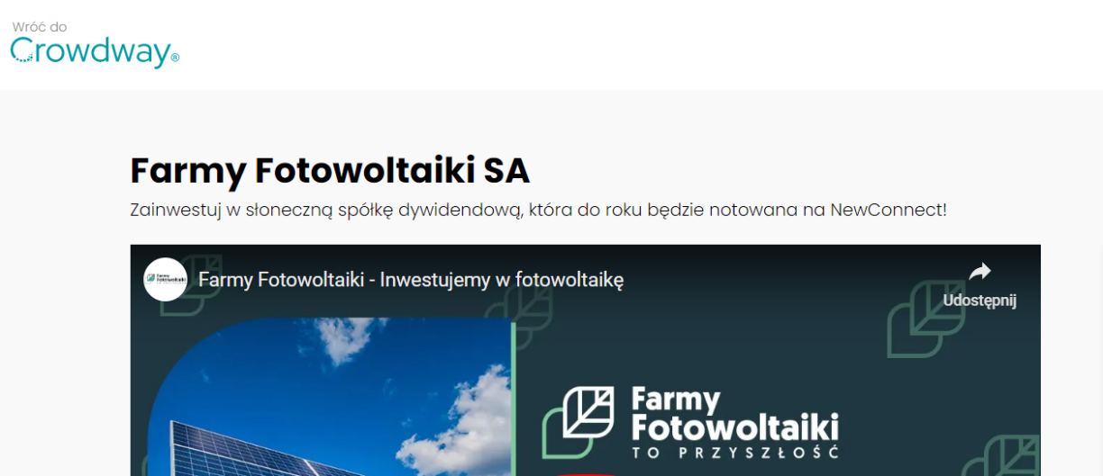 Farmy Fotowoltaiki. Screen ze strony emisji